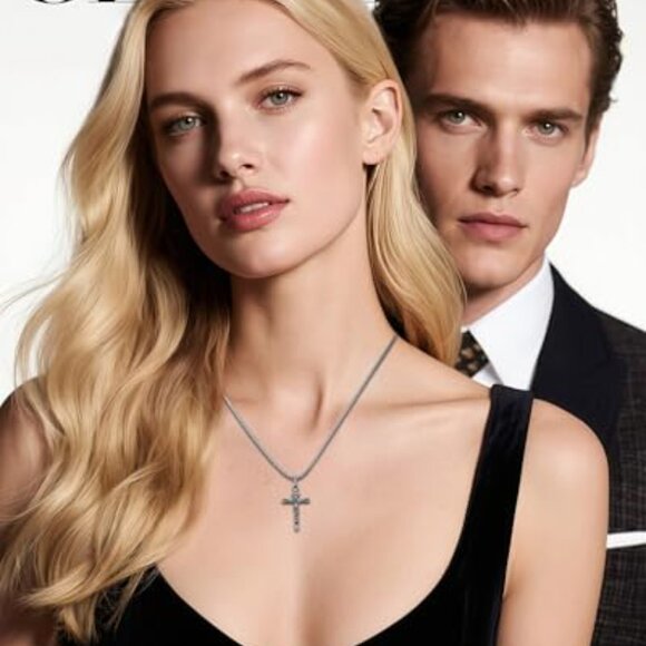 Brass Crucifix Cross Necklace, 1.8 Inch Pendant, Lobster Clasp - Picture 4 of 8